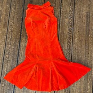 Vintage 1960s Terri Junior Orange Velvet Dress